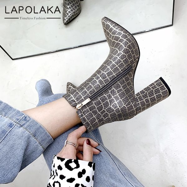 lapolaka large size 32-43 new arrivals 2020 chunky heels ankle boots women shoes woman zip up mix color shoes woman boots, Black 
lapolaka large size 32-43 new arrivals 2020 chunky heels ankle boots women shoes woman zip up mix color shoes woman boots, Black