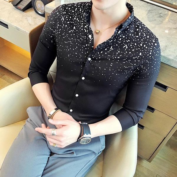 single breasted mens slim shirt 3/4 sleeve formal shirts for men office wear men blouse male clothing mens dress shirts, White;black
single breasted mens slim shirt 3/4 sleeve formal shirts for men office wear men blouse male clothing mens dress shirts, White;black