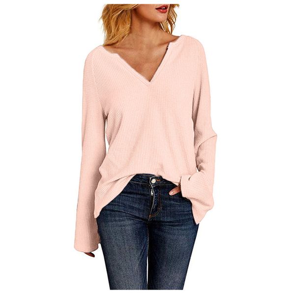 womens designer solid color v neck womens bell sleeve fashion casual ladies loose clothing, White
womens designer solid color v neck womens bell sleeve fashion casual ladies loose clothing, White