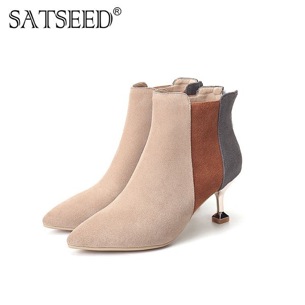 new 2019 women boots thin high heels ankle mixed colors boots spring autumn fashion footwear warm heels boot shoes m8d263, Black
new 2019 women boots thin high heels ankle mixed colors boots spring autumn fashion footwear warm heels boot shoes m8d263, Black
