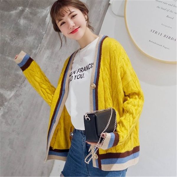 2018 sweater cardigan female oversize loose sweater full sleeve single breasted casual korean girls coat a1646, White
2018 sweater cardigan female oversize loose sweater full sleeve single breasted casual korean girls coat a1646, White