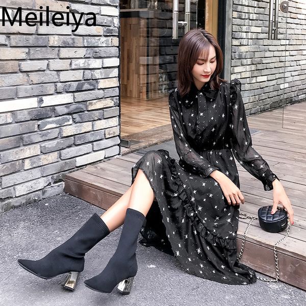 net red women's black long-sleeved chiffon digital print dress 2019 summer new fairy dress temperament slim ladies, Black;gray
net red women's black long-sleeved chiffon digital print dress 2019 summer new fairy dress temperament slim ladies, Black;gray