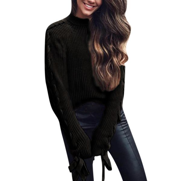 solid long sleeve pullover women bandage o-neck loose sweater blouse casual autumn winter fashion womens clothing, White;black
solid long sleeve pullover women bandage o-neck loose sweater blouse casual autumn winter fashion womens clothing, White;black