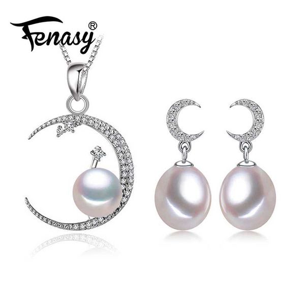 fenasy 925 sterling silver jewelry sets natural pearl stud earrings custom bohemian moon pendant chain necklace for women, Black
fenasy 925 sterling silver jewelry sets natural pearl stud earrings custom bohemian moon pendant chain necklace for women, Black