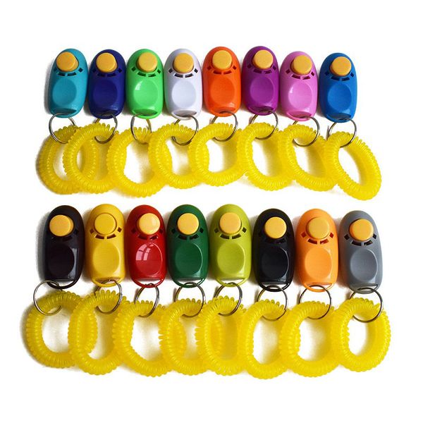 pet dog training click clicker agility training trainer aid wrist lanyard dog training obedience supplies multiple colors mixed
