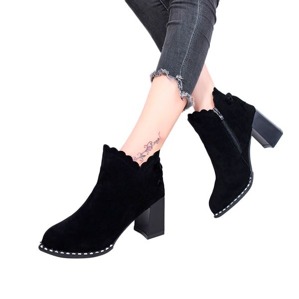 women's lace-up shoes square heels ladie boots female thick with short boots scrub side zip high heels bow, Black
women's lace-up shoes square heels ladie boots female thick with short boots scrub side zip high heels bow, Black