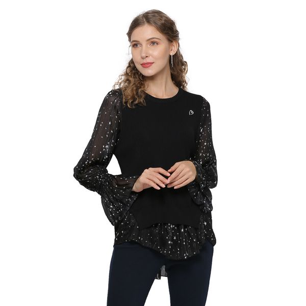 women's sweaters round collar 2021 season printing stitching two-piece knitted long sleeve oversize cardigan jersey, White;black
women's sweaters round collar 2021 season printing stitching two-piece knitted long sleeve oversize cardigan jersey, White;black