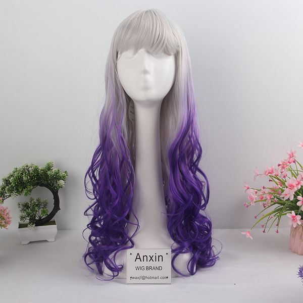 synthetic wigs anxin 2021 purple white gradient color big wave qi bangs women long wig high temperature wire bob 18 inch wild, Black
synthetic wigs anxin 2021 purple white gradient color big wave qi bangs women long wig high temperature wire bob 18 inch wild, Black