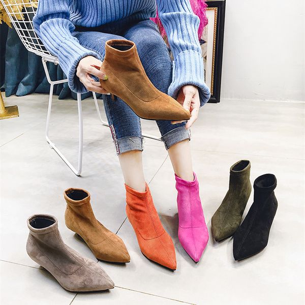 european style candy 6 colors female pumps pointed toe kitten heels stiletto short boots elastic boots women's shoes oulyyyogo, Black
european style candy 6 colors female pumps pointed toe kitten heels stiletto short boots elastic boots women's shoes oulyyyogo, Black