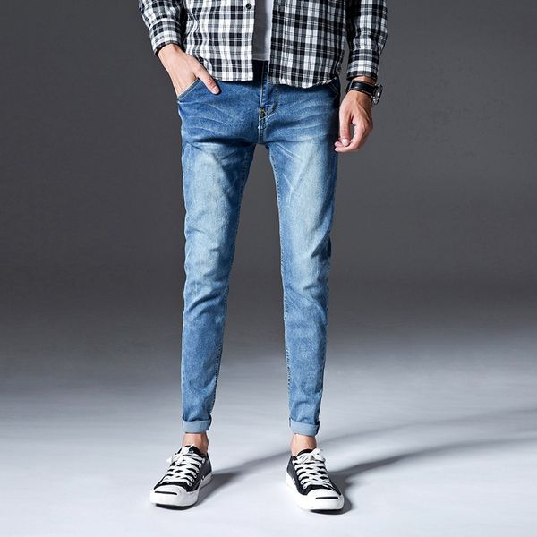 spring and autumn new style jeans men's european and american tooling pocket small leg jeans trousers young men's pencil pants, Blue
spring and autumn new style jeans men's european and american tooling pocket small leg jeans trousers young men's pencil pants, Blue