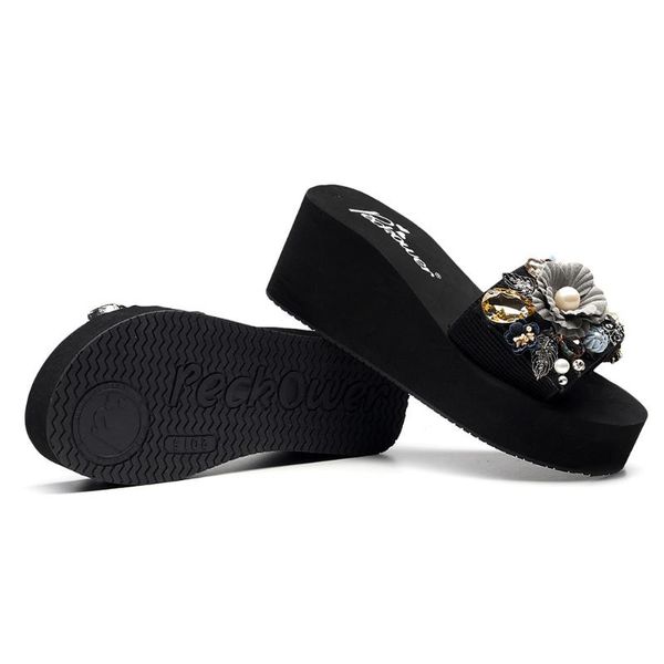 women's summer slippers ladies wedges crystal floral platform shoes woman thick bottom outdoor casual slipper beach shoes, Black
women's summer slippers ladies wedges crystal floral platform shoes woman thick bottom outdoor casual slipper beach shoes, Black