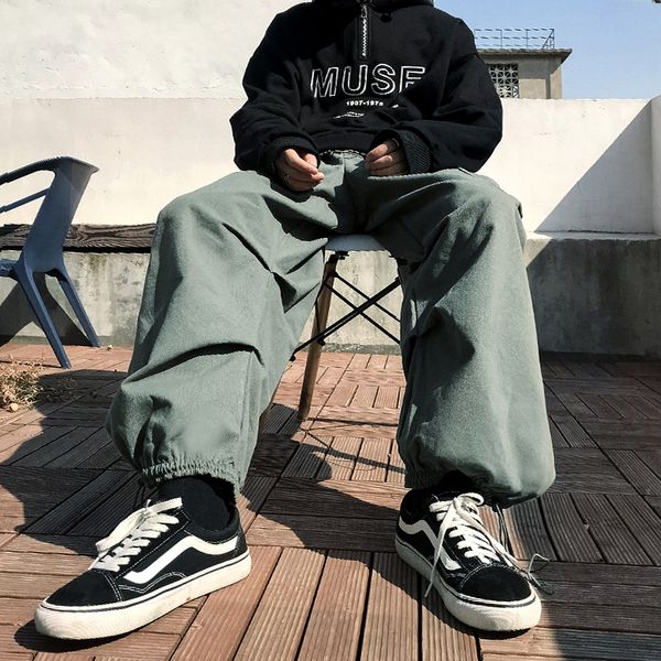 2019 spring and summer new korean version of the campus wind couple trousers trend casual large pocket multi-pocket overalls, Black
2019 spring and summer new korean version of the campus wind couple trousers trend casual large pocket multi-pocket overalls, Black