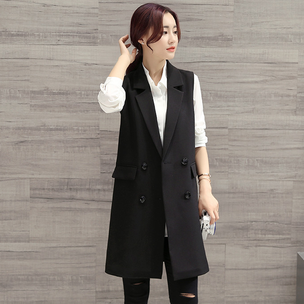 long vest waistcoat for women cardigan jacket coat sleeveless elegant slim double-breasted plus size vest jacket aq849, Black;white
long vest waistcoat for women cardigan jacket coat sleeveless elegant slim double-breasted plus size vest jacket aq849, Black;white