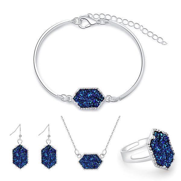 7 colors jewelry set hexagon drusy druzy necklace bracelet earrings ring resin geometric gold silver color fashion brand women, Slivery;golden
7 colors jewelry set hexagon drusy druzy necklace bracelet earrings ring resin geometric gold silver color fashion brand women, Slivery;golden
