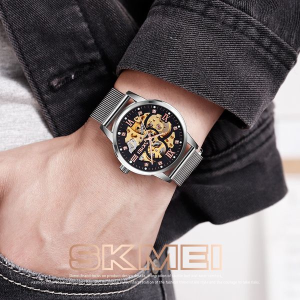 2019 automatic mechanical watch mesh belt waterproof gear mechanical men's watch sport quartz wrist watches relogio masculino, Slivery;brown
2019 automatic mechanical watch mesh belt waterproof gear mechanical men's watch sport quartz wrist watches relogio masculino, Slivery;brown