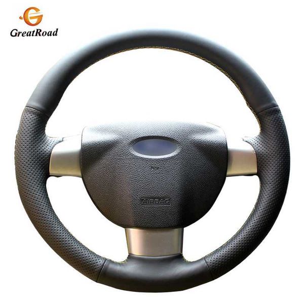 hand-stitched black genuine leather steering wheel cover for focus 2 2005-2011 (3-spoke
hand-stitched black genuine leather steering wheel cover for focus 2 2005-2011 (3-spoke