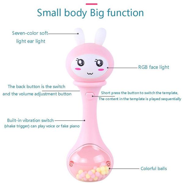 baby bunny music play hand bells electronic rattle toy cute bunny plastic musical instrument toy bpa battery operated toy
baby bunny music play hand bells electronic rattle toy cute bunny plastic musical instrument toy bpa battery operated toy