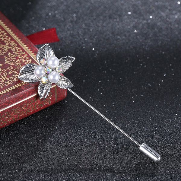 crystal leaf word pearl flower brooches zircon long needle suit collar sweater shawl cardigan lapel pin women accessories gifts, Gray
crystal leaf word pearl flower brooches zircon long needle suit collar sweater shawl cardigan lapel pin women accessories gifts, Gray