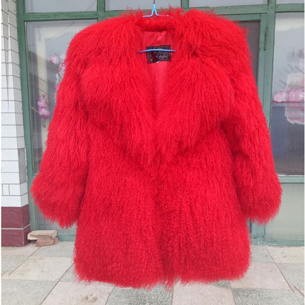 

real mongolia sheep fur coat women full pelt mongolia sheep fur jacket coat customized plus size f1062, Black