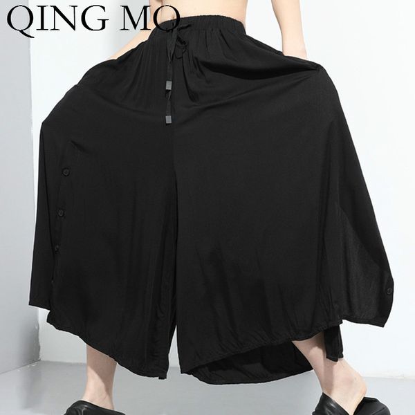 women's pants & capris qing mo 2021 summer women casual high elastic waist female black wide leg ankle length zqy4253, Black;white
women's pants & capris qing mo 2021 summer women casual high elastic waist female black wide leg ankle length zqy4253, Black;white