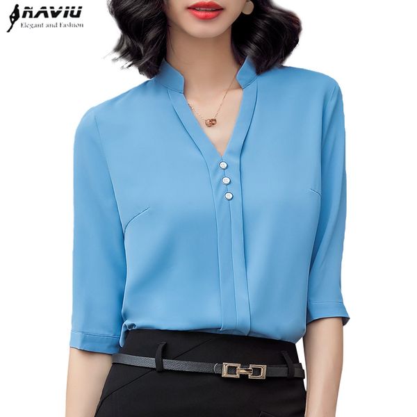 fashion shirt women half sleeve casual work elegant v neck business interview formal chiffon blouse office lady plus size, White
fashion shirt women half sleeve casual work elegant v neck business interview formal chiffon blouse office lady plus size, White