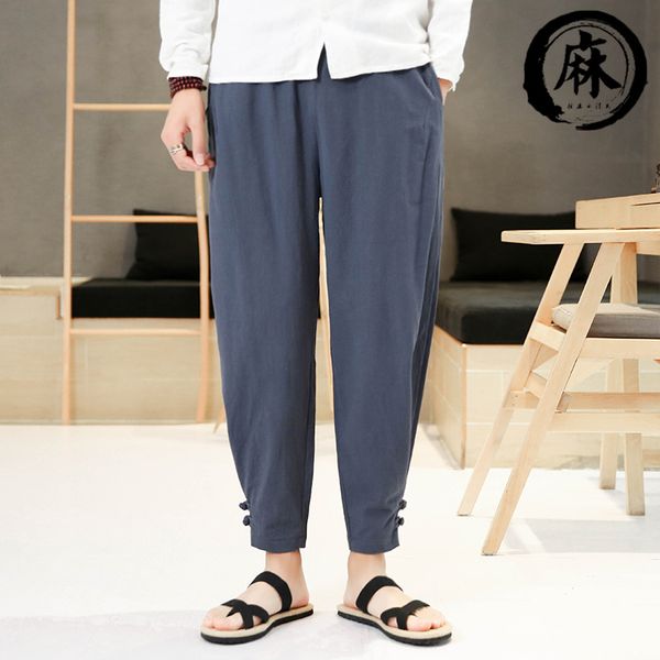 men's pants 2020 new spring and summer loose large size cropped pants chinese style printed linen harem, Black
men's pants 2020 new spring and summer loose large size cropped pants chinese style printed linen harem, Black