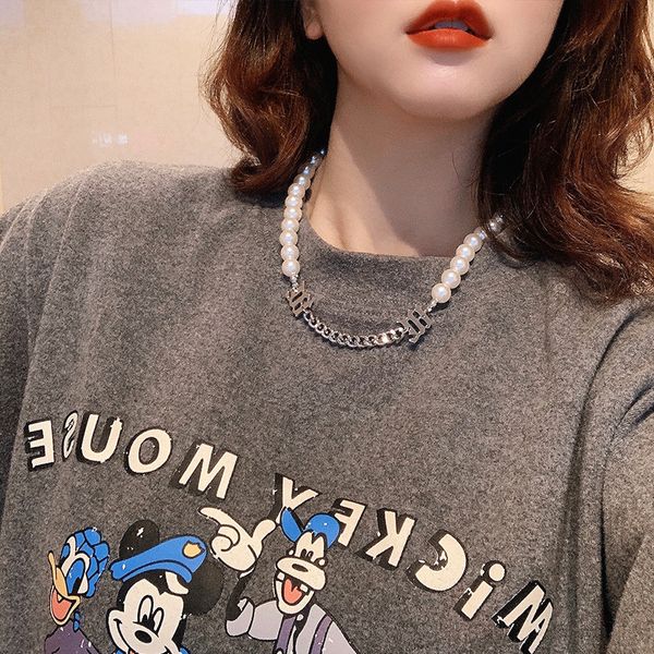 2020 new jewelry punk clavicle chain choker simulated pearls strand stitching necklace for women girl jewlery, Silver
2020 new jewelry punk clavicle chain choker simulated pearls strand stitching necklace for women girl jewlery, Silver