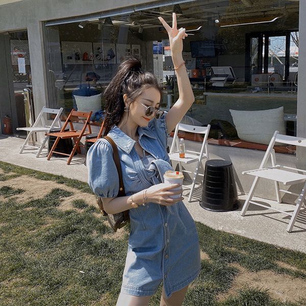 net red bow denim dress female 2020 summer waist slim high waist slimming puff sleeve careful machine skirt
net red bow denim dress female 2020 summer waist slim high waist slimming puff sleeve careful machine skirt