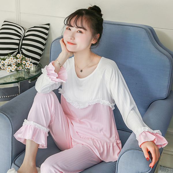 100% cotton princess pajama sets for women 2019 spring autumn long sleeve pyjama girl sleepwear loungewear homewear pijama mujer, Blue;gray 
100% cotton princess pajama sets for women 2019 spring autumn long sleeve pyjama girl sleepwear loungewear homewear pijama mujer, Blue;gray