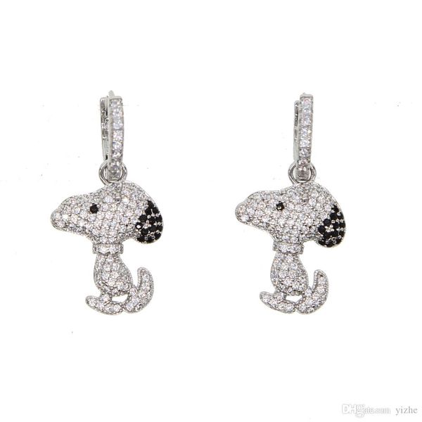 puppy dog charm earring 2018 new arrived european women lovely aminimal design cute dog dachshund cz silver plated jewelry