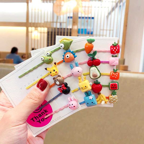 

5 pcs/set children cute candy cartoon fresh fruit carrot bb hair clips girls lovely barrettes hairpins kids hair accessories, Slivery;white