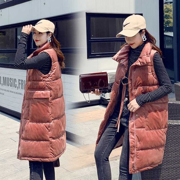 women's vests swredmi long winter vest women stand collar velvet waistcoat outwear 2021 thick warm sleeveless jacket coat jaqueta femin, Black;white 
women's vests swredmi long winter vest women stand collar velvet waistcoat outwear 2021 thick warm sleeveless jacket coat jaqueta femin, Black;white