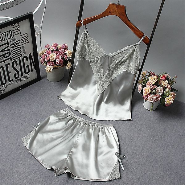 2019 women pajamas lace sling lingerie nightwear underwear short sleepwear set fashion silk women clothes, Blue;gray
2019 women pajamas lace sling lingerie nightwear underwear short sleepwear set fashion silk women clothes, Blue;gray