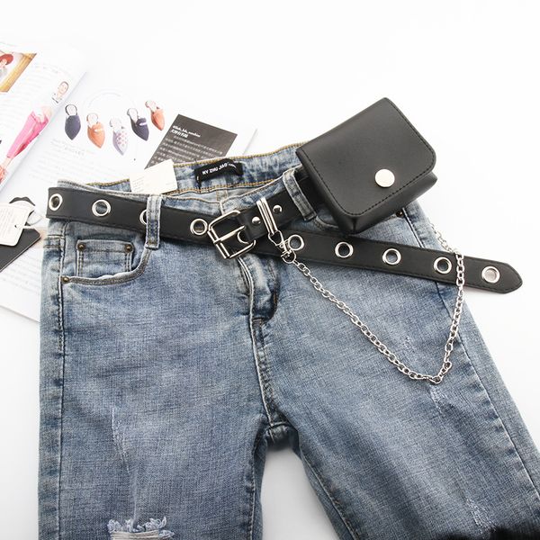 new designer punk ladies belt wind chain with bag belt trendy fashion wild chain women bag full hole pin buckle small belts, Black;brown
new designer punk ladies belt wind chain with bag belt trendy fashion wild chain women bag full hole pin buckle small belts, Black;brown