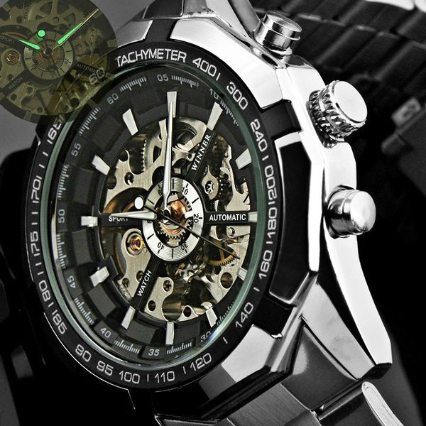 winner automatic watch men's classic transparent skeleton mechanical watches military forsining clock relogio masculino with box j19070, Slivery;brown
winner automatic watch men's classic transparent skeleton mechanical watches military forsining clock relogio masculino with box j19070, Slivery;brown