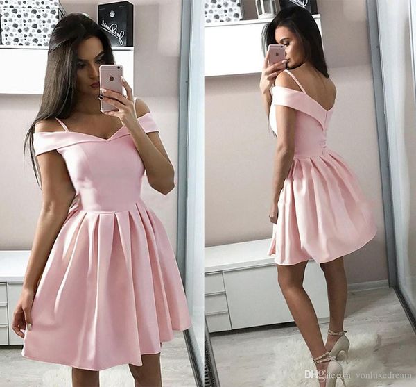 simple pleats pink satin cocktail dresses off the shoulder short prom dresses for mini formal party gowns graduation
simple pleats pink satin cocktail dresses off the shoulder short prom dresses for mini formal party gowns graduation