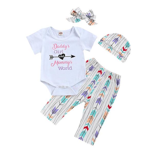 4pcs newborn baby girls clothes sets short sleeve romper arrow pants headband outfits set clothes, White
4pcs newborn baby girls clothes sets short sleeve romper arrow pants headband outfits set clothes, White