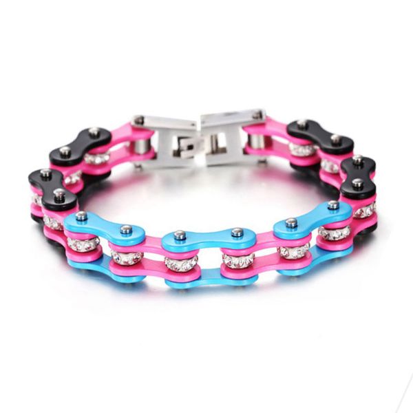 punk blue pink black bicycle chain bracelet stainless steel motorcycle chain jewelry gift women's bracelets crystal wholesale
punk blue pink black bicycle chain bracelet stainless steel motorcycle chain jewelry gift women's bracelets crystal wholesale