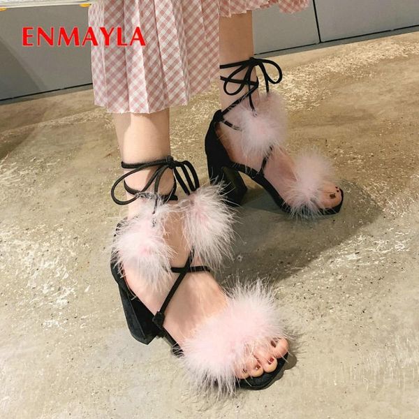 enmayla women platform sandals fashion solid feather covered square heel casual lace-up flock ankle strap sandals women shoes, Black
enmayla women platform sandals fashion solid feather covered square heel casual lace-up flock ankle strap sandals women shoes, Black