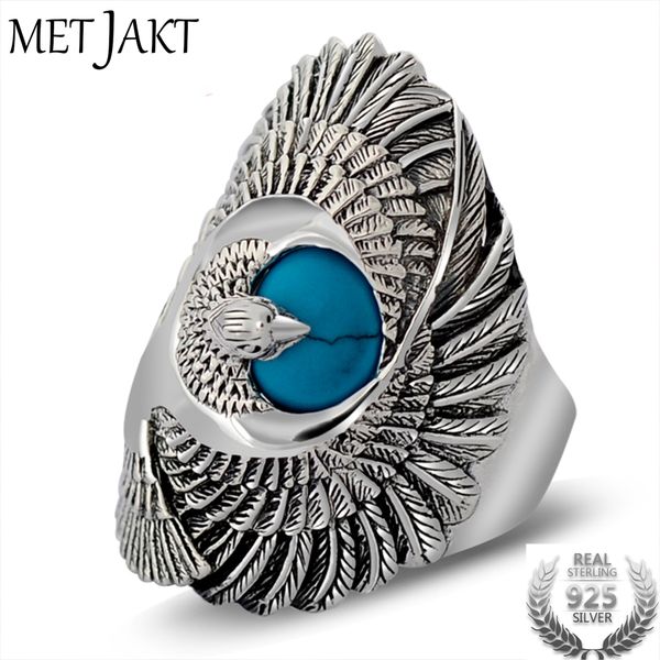 metjakt punk rock 925 sterling silver ring with natural turquoise hand carved eagle wings rings for thai silver jewelry, Golden;silver
metjakt punk rock 925 sterling silver ring with natural turquoise hand carved eagle wings rings for thai silver jewelry, Golden;silver