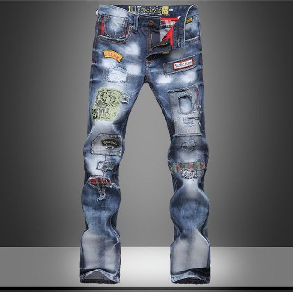 cross border supply of goods european version of pants trend washing cotton jeans with holes trend slim fit cowboy pants 8037, Blue
cross border supply of goods european version of pants trend washing cotton jeans with holes trend slim fit cowboy pants 8037, Blue