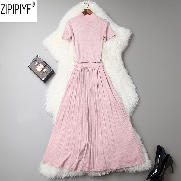 new 2018 autumn designer runway suit set women's o-neck short sleeve kniting t-shirt & long pleated skirt set c1947, Gray
new 2018 autumn designer runway suit set women's o-neck short sleeve kniting t-shirt & long pleated skirt set c1947, Gray