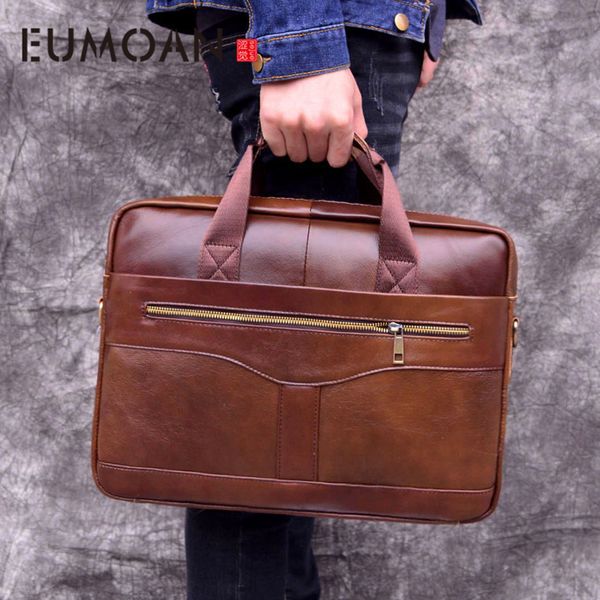 eumoan genuine leather handbag briefcase business casual men's bag cross section first layer leather computer bag
eumoan genuine leather handbag briefcase business casual men's bag cross section first layer leather computer bag