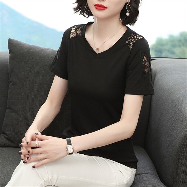 t-shirt 2020 slim large size women's short-sleeved hollowed-out slim versatile t-shirt women's top, White
t-shirt 2020 slim large size women's short-sleeved hollowed-out slim versatile t-shirt women's top, White