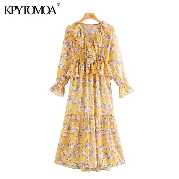 kpytomoa women 2020 chic fashion floral print ruffled chiffon midi dress vintage long sleeve with lining female dresses vestidos, Black;gray
kpytomoa women 2020 chic fashion floral print ruffled chiffon midi dress vintage long sleeve with lining female dresses vestidos, Black;gray