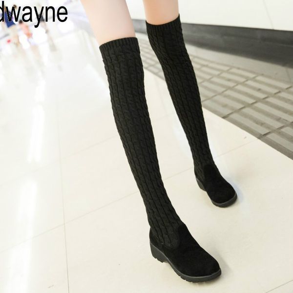 women boots 2019 autumn winter ladies fashion flat bottom boots shoes over the knee thigh high knitting wool long brand boots789, Black
women boots 2019 autumn winter ladies fashion flat bottom boots shoes over the knee thigh high knitting wool long brand boots789, Black