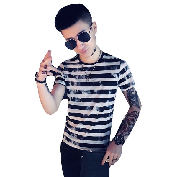 social spirit guy short-sleeved t-shirt male 2019 new striped half-sleeved fast hand net red slim comfortable t-shirt, White;black
social spirit guy short-sleeved t-shirt male 2019 new striped half-sleeved fast hand net red slim comfortable t-shirt, White;black