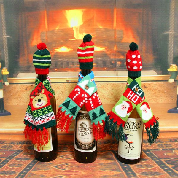 new christmas tree santa claus winie bottle cover clothes set xmas bottle hat cap scarf with button covering xmas party decor
new christmas tree santa claus winie bottle cover clothes set xmas bottle hat cap scarf with button covering xmas party decor
