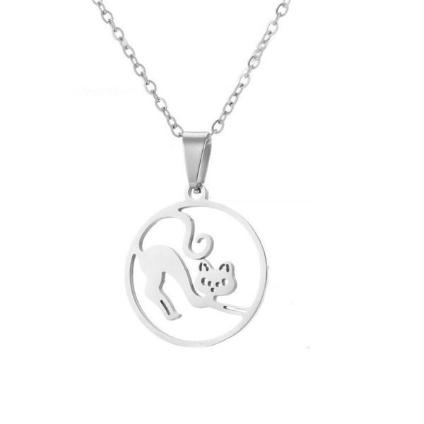 1pc cute cat in circle stainless steel pendant necklace simple cats charms necklaces women girls kids fashion jewelry, Silver
1pc cute cat in circle stainless steel pendant necklace simple cats charms necklaces women girls kids fashion jewelry, Silver