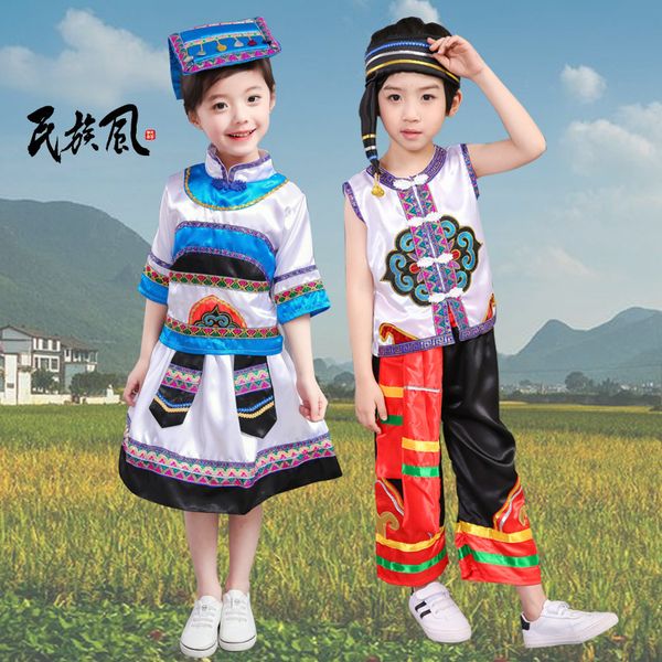 children's minority performance costumes girls miao performing costumes zhuang nationality dai people's clothing, Black;red
children's minority performance costumes girls miao performing costumes zhuang nationality dai people's clothing, Black;red